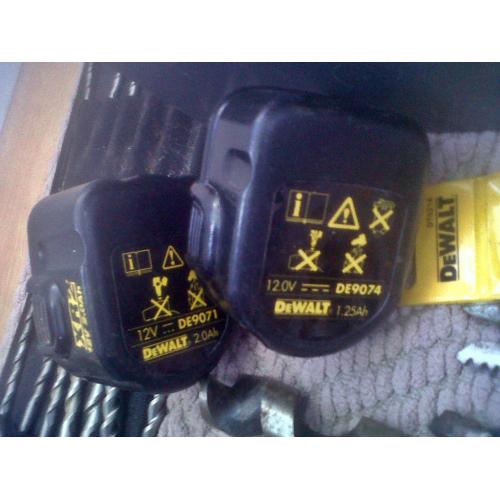 Various Drills, Dewalt Batteries, Tool Box