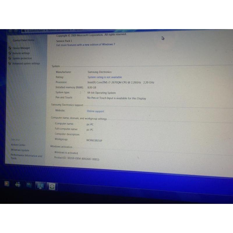 Samsung 700G7A Laptop Series 7 Gamer /Working but faulty/ Fix up or sell for parts. Colletion Only!