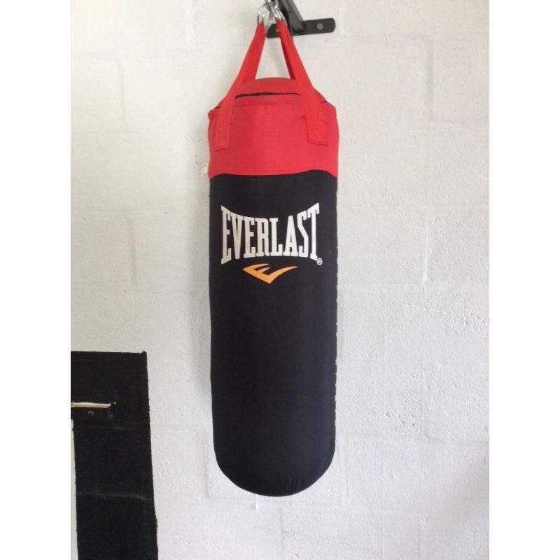 Punch bag,boxing gloves,pads,wrist sweat bands,weighted skipping ropes