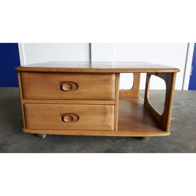 ERCOL PANDORA COFFEE TABLE ELM BLONDE GOLDEN DAWN RETRO VINTAGE DELIVERY AVAILABLE