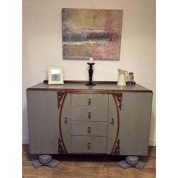 Retro/vintage solid upcycled sideboard in chalk anthracite colour