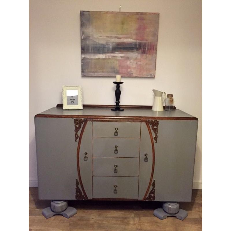 Retro/vintage solid upcycled sideboard in chalk anthracite colour