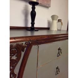 Retro/vintage solid upcycled sideboard in chalk anthracite colour