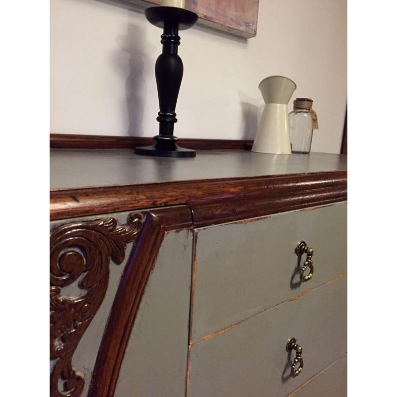 Retro/vintage solid upcycled sideboard in chalk anthracite colour