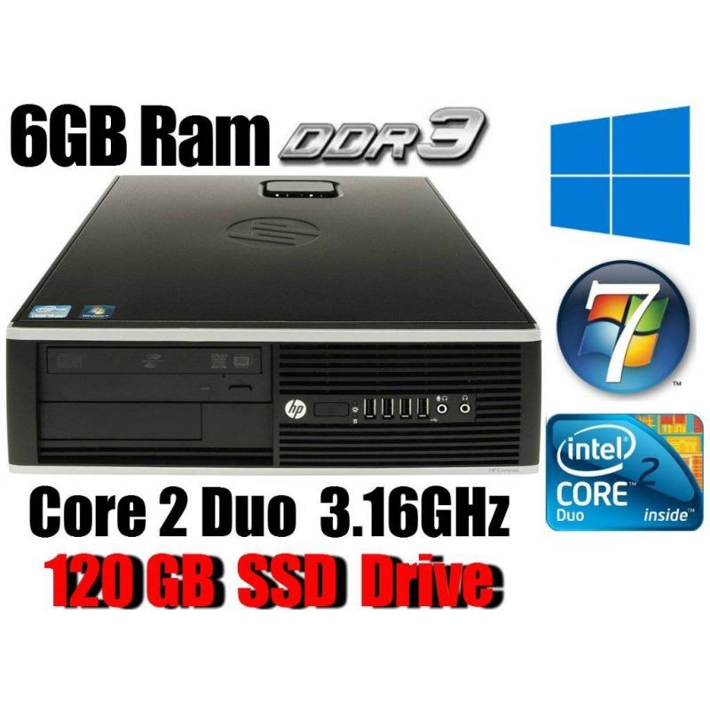 HP Elite PC Desktop, C2D 3.16GHz, ,6GB Ram 120GB SSD