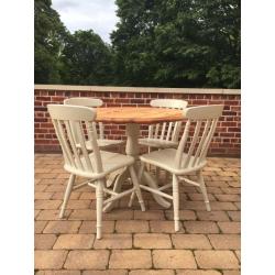 Farmhouse solid pine table and 4 X chairs