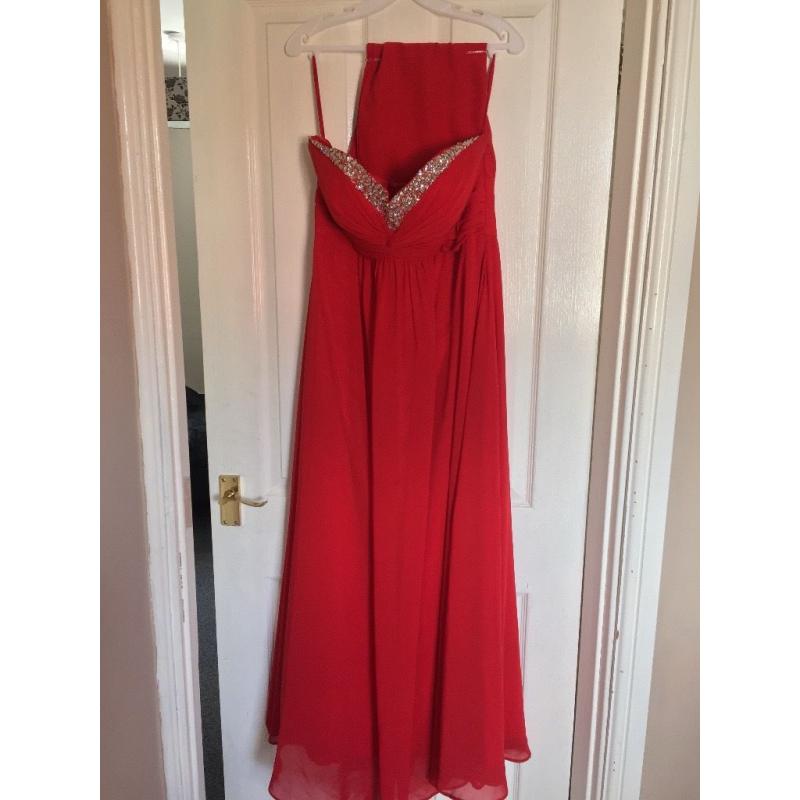Red prom dress, worn once, perfect condition, Size 14.