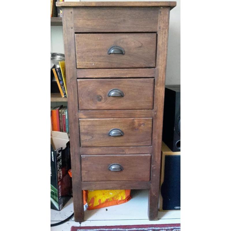 2 x solid hardwood tall boy units, 4 drawers