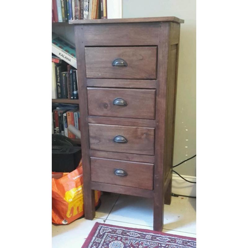 2 x solid hardwood tall boy units, 4 drawers