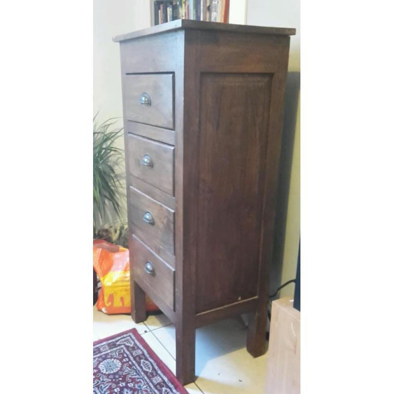 2 x solid hardwood tall boy units, 4 drawers
