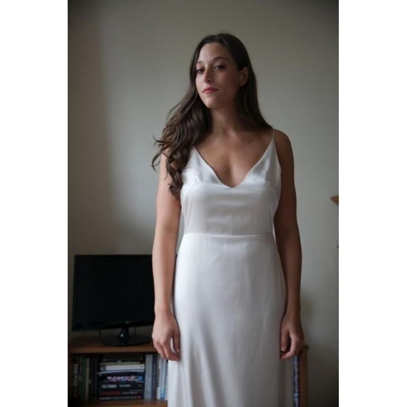 Beautiful silk wedding dress with beaded top one of a kind by Catriona Edinburgh size 10
