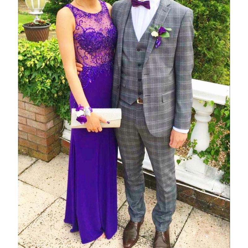 Purple Sequin Backless Prom/Occasion Dress