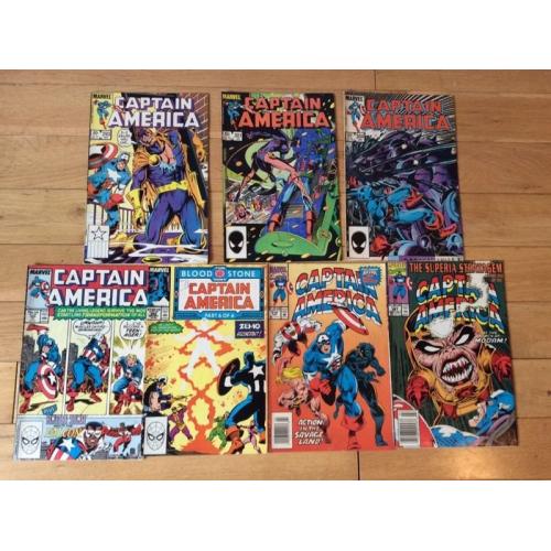 Set of 7 marvel comics captain America 1980s