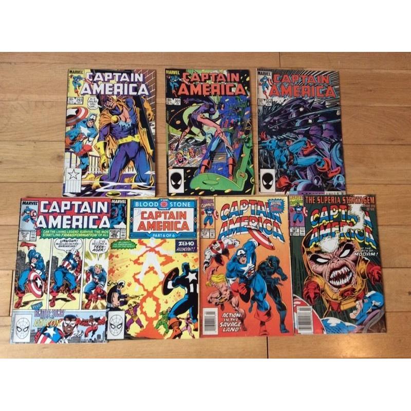 Set of 7 marvel comics captain America 1980s
