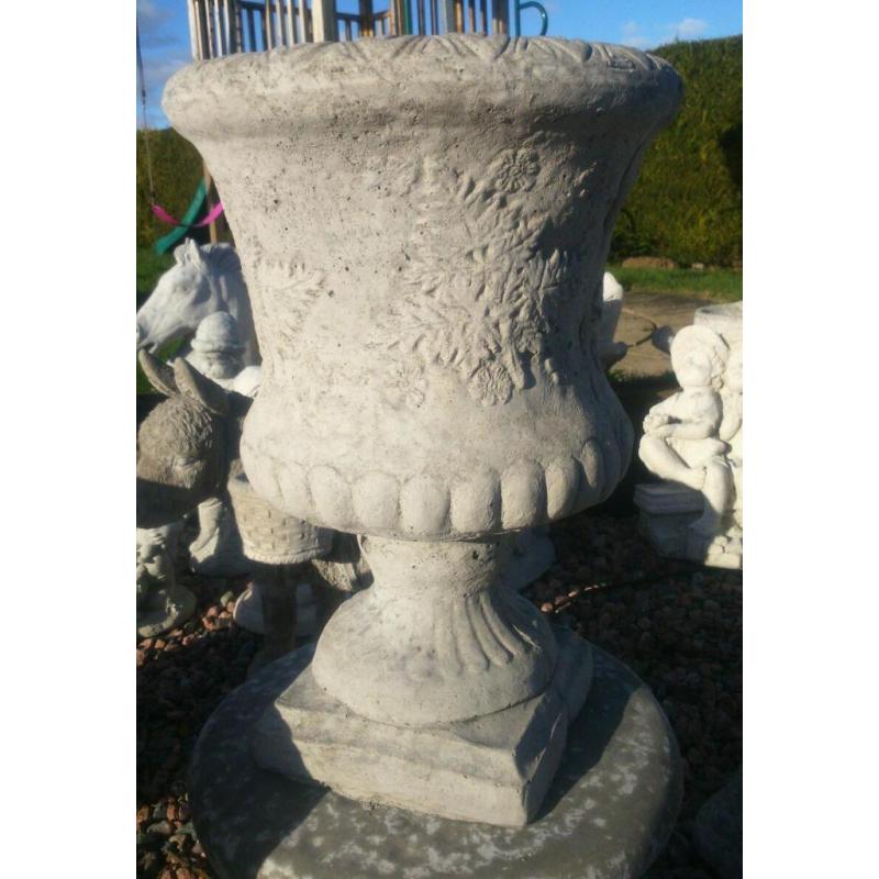 Pair of concrete fern flower pots