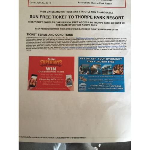 Thorpe park tickets