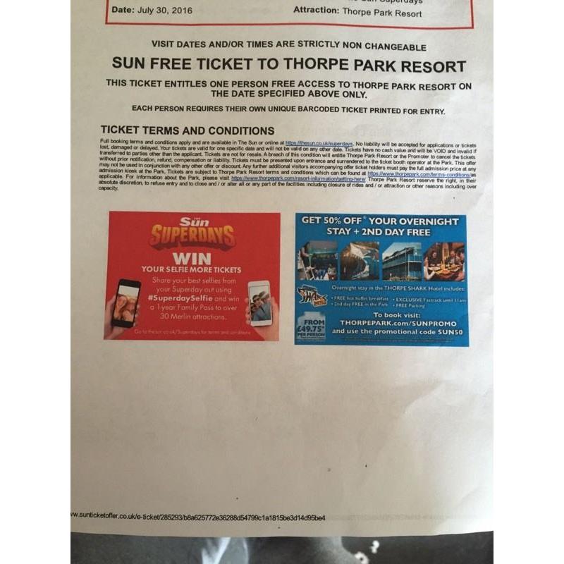 Thorpe park tickets