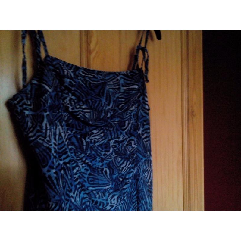 Blue patterned womens per una dress (Small 10)