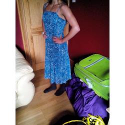 Blue patterned womens per una dress (Small 10)