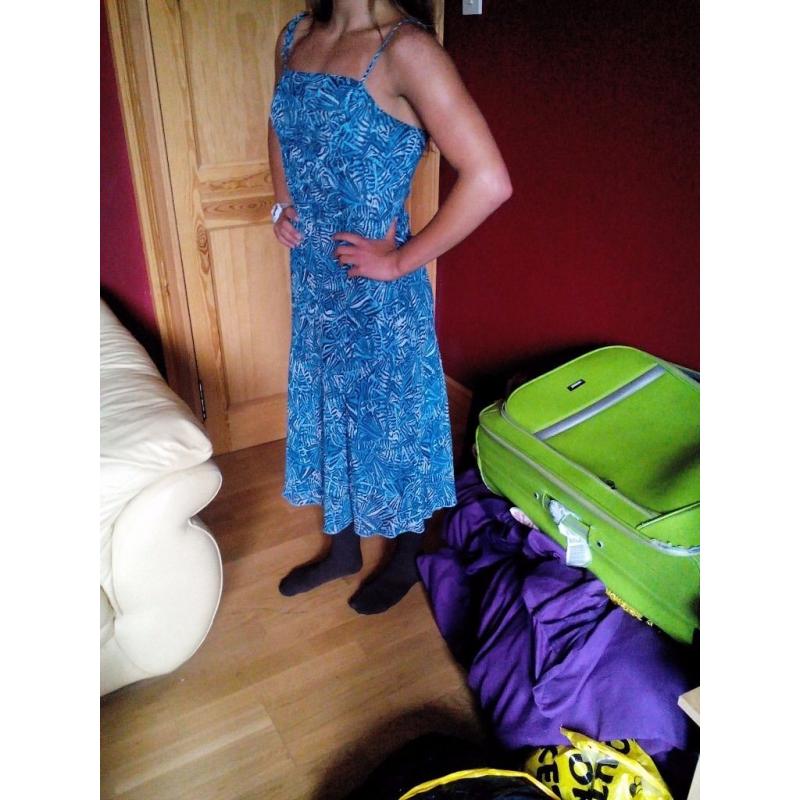 Blue patterned womens per una dress (Small 10)