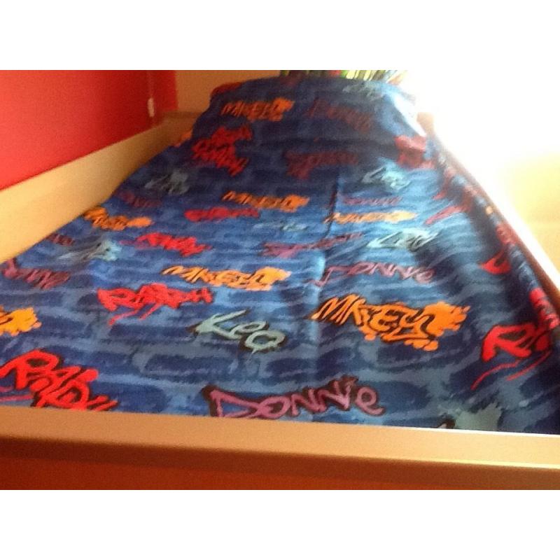 Ninja Turtle reversible single duvet cover,pillow case & matching curtains