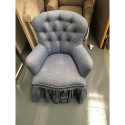 Blue fabric patterned chair for bedroom