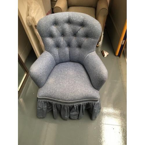 Blue fabric patterned chair for bedroom