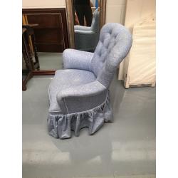 Blue fabric patterned chair for bedroom