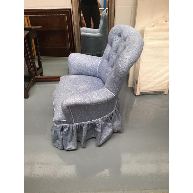Blue fabric patterned chair for bedroom