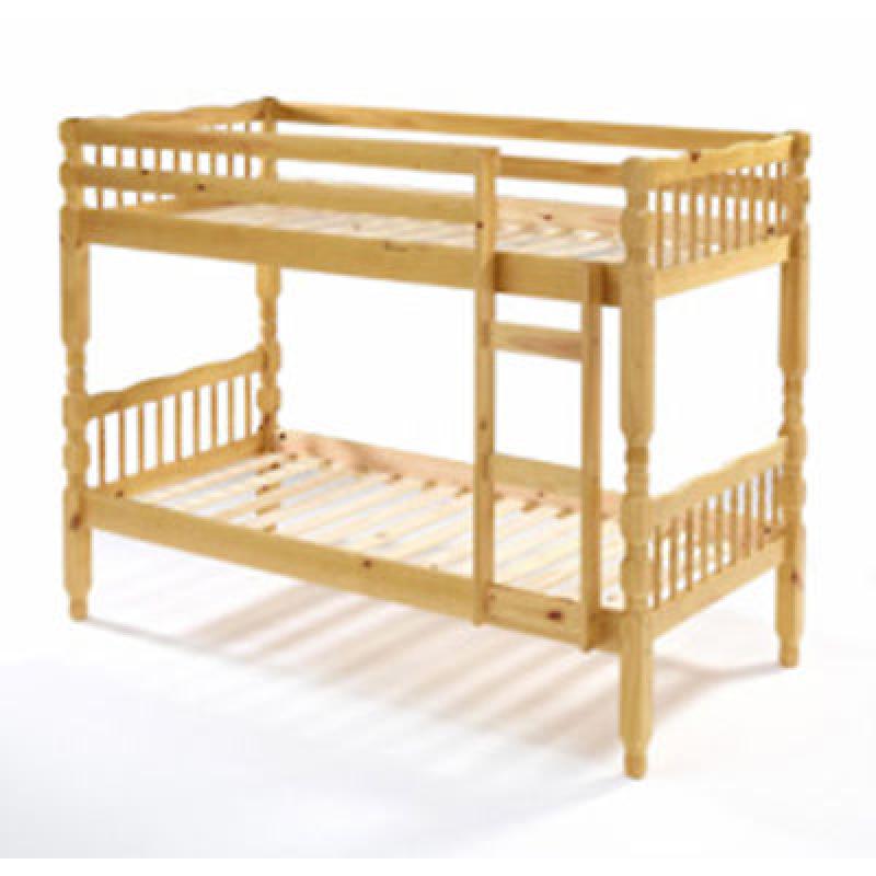 AMERICAN PINE BUNKBED WITH MATTRESS/CONVERTS INTO TWO SINGLE BEDS