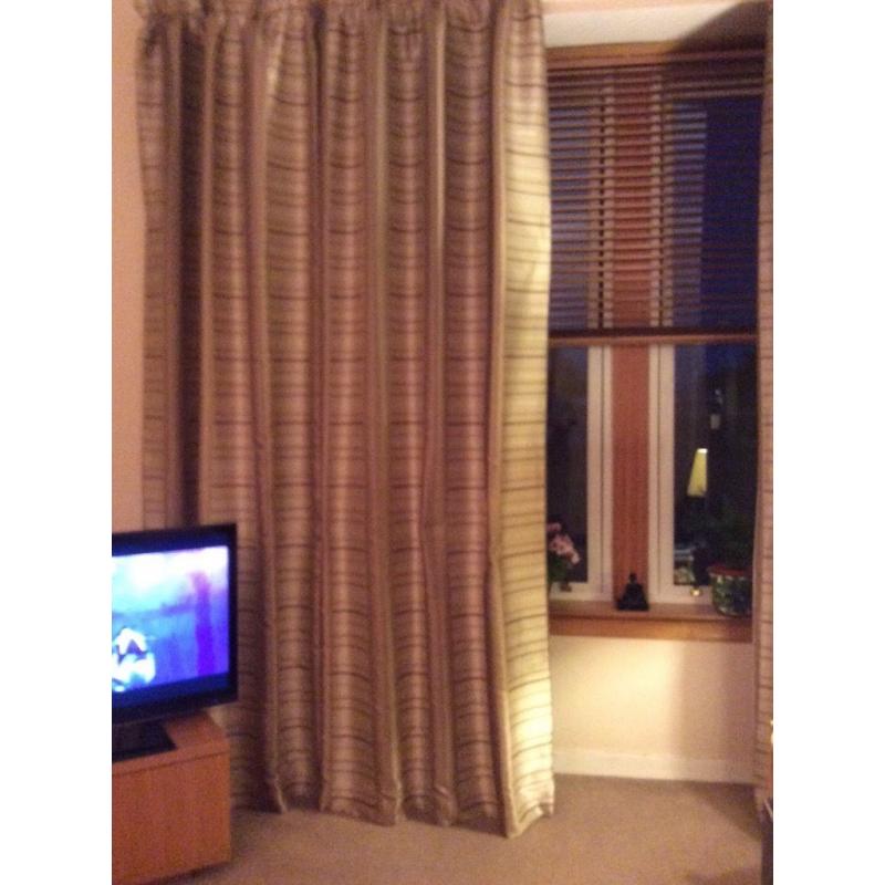 Pair of double width, fully lined curtains. 96" width 123 drop