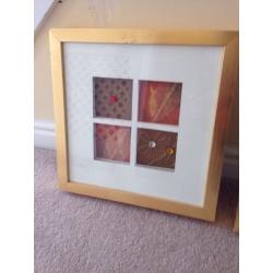 Gold framed , set of 3 designs .