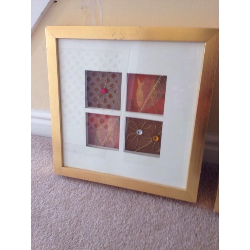 Gold framed , set of 3 designs .