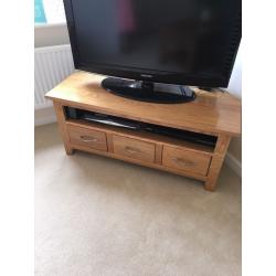 Solid teak coffee table ,tv unit,nest of 3 tables and lamp table.