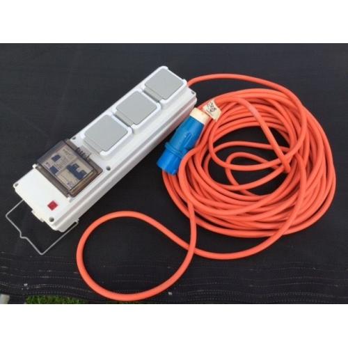 camping electric hookup 3 plug RCD protected 20m Cable approx