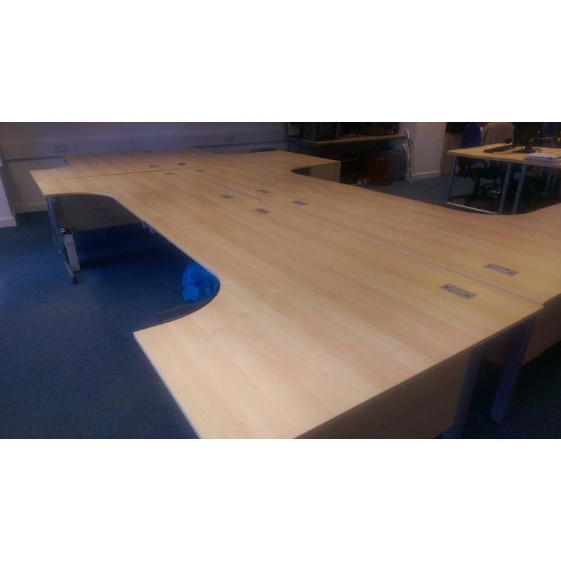 6 x beech curved office desks - free to collector BS1