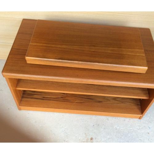 Teak TV table with swivel turntable