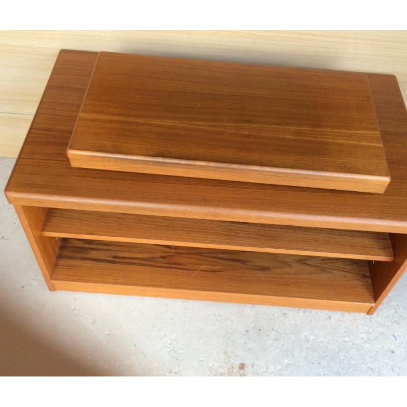 Teak TV table with swivel turntable