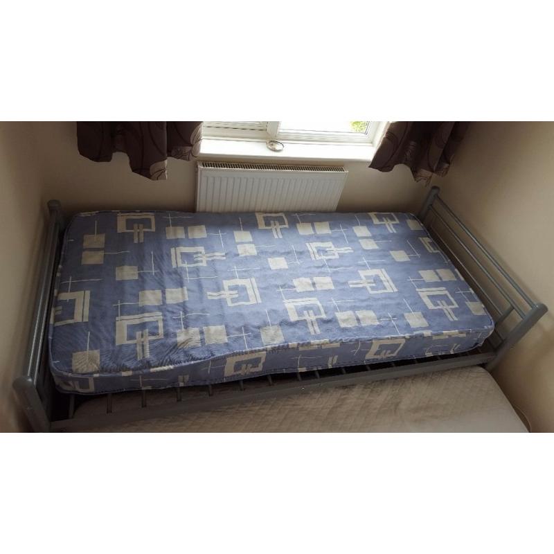 Single Metal Frame Bed with slide out guest mattress