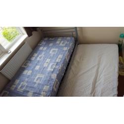 Single Metal Frame Bed with slide out guest mattress