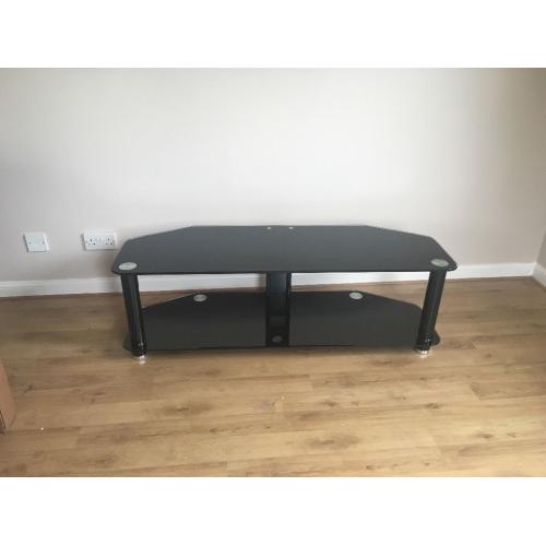 Black glass TV table