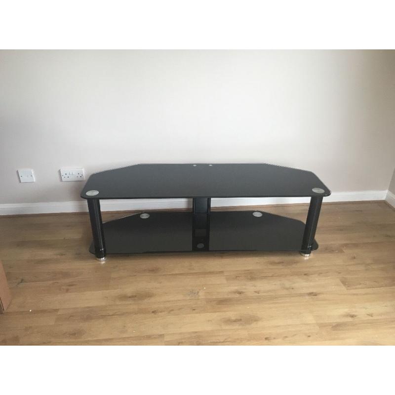 Black glass TV table