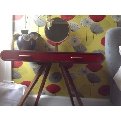 Fonteyn Walnut Dressing Table with Red Drawers
