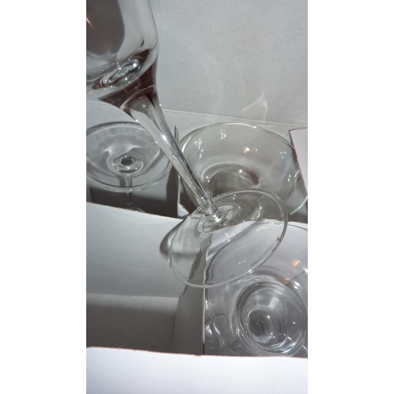 BORMIOLI Set of 4 MARGUERITA Cocktail Glasses NEW IN BOX, Gorgeous Italian Glass, Fun, Modern FAB!!
