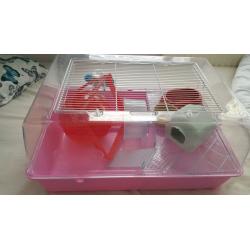 LARGE PINK BASE HAMSTER CAGE WITH LOTS OF ACCESSORIES