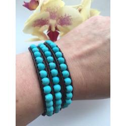 Natural Turquoise and Leather Bracelet