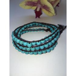 Natural Turquoise and Leather Bracelet