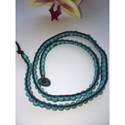 Natural Turquoise and Leather Bracelet