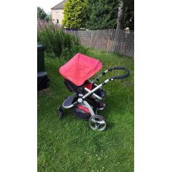 Little devils Black and Red Carrera Sport 3-in-1 Pushchair