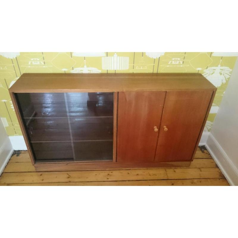 Wooden sideboard with sliding glass doors